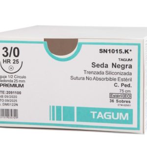 Suturas Seda Negra Trenzada 3/0 HR 25 75cm Caja 36unds Tagum